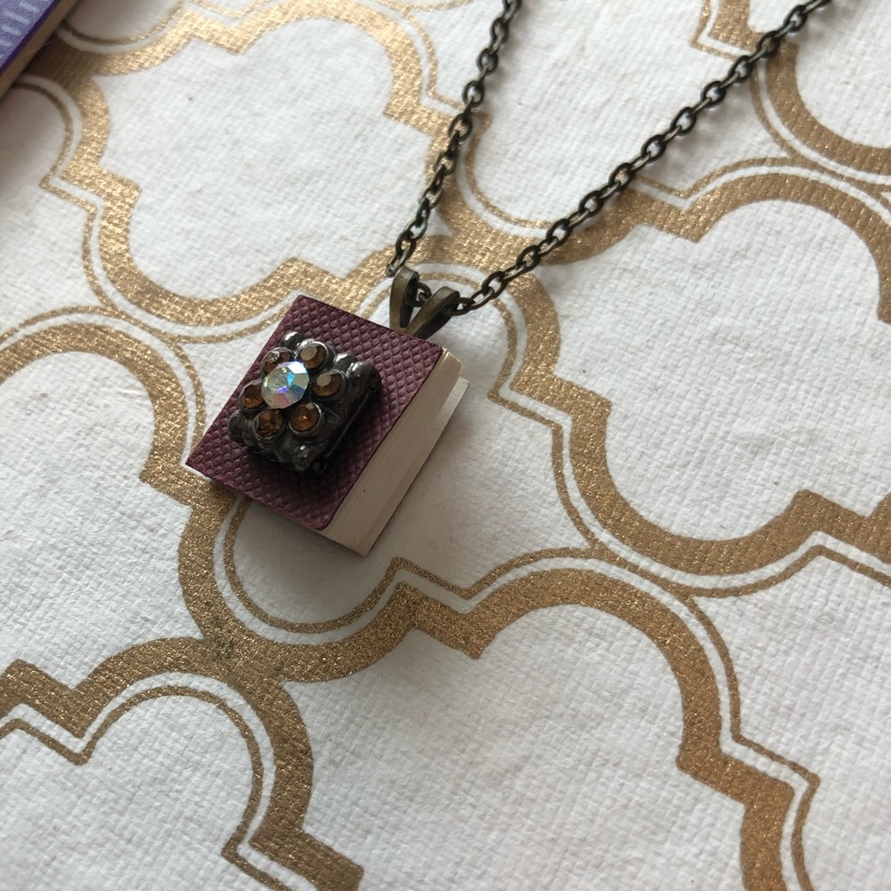 Merlot book necklace